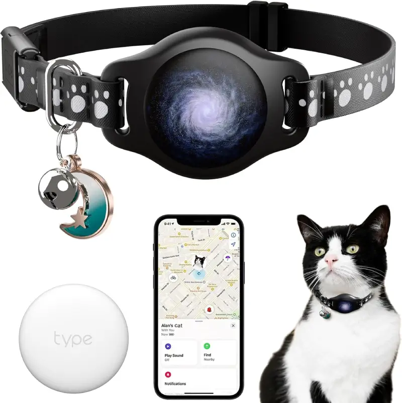 Cat Tracker Collar Waterproof AirTag Cat Collar with Finder Tag