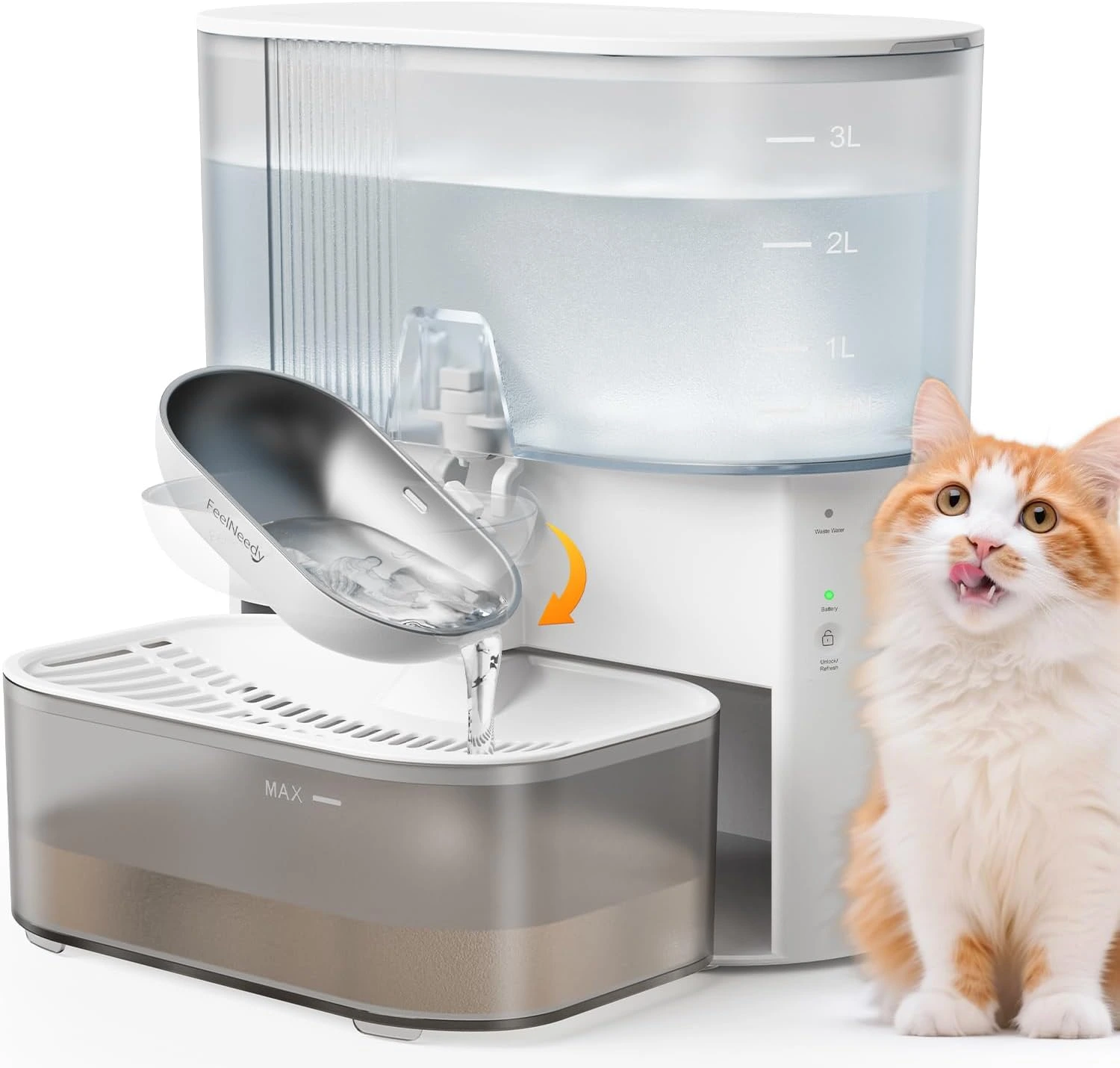 FEELNEEDY Wireless Pet Fountain 3.5L