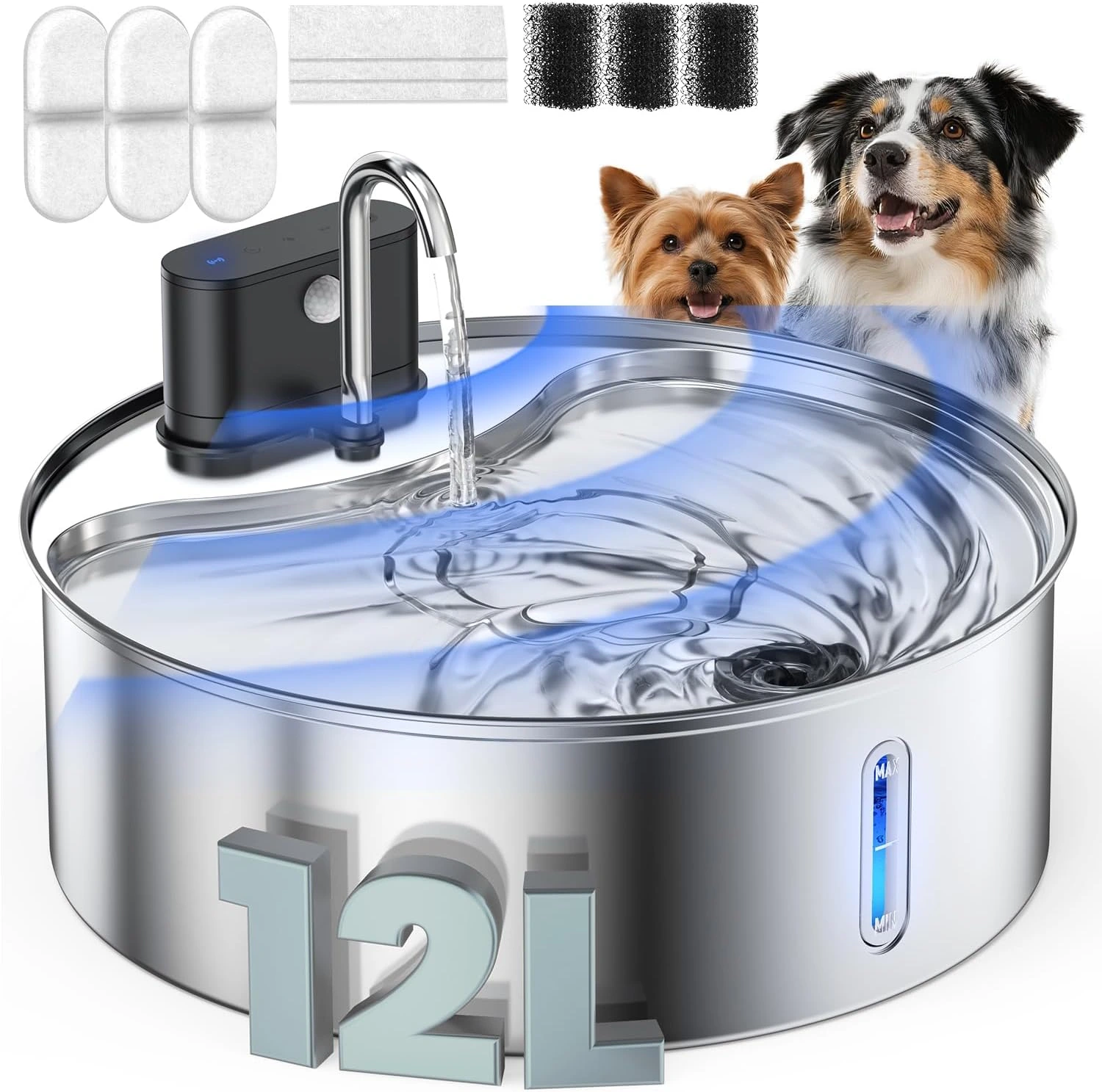 Wireless Stainless Steel Pet Water Fountain 12L