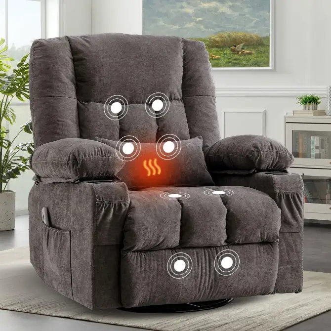 BOSMILLER Oversized Recliner with Heat and Massage