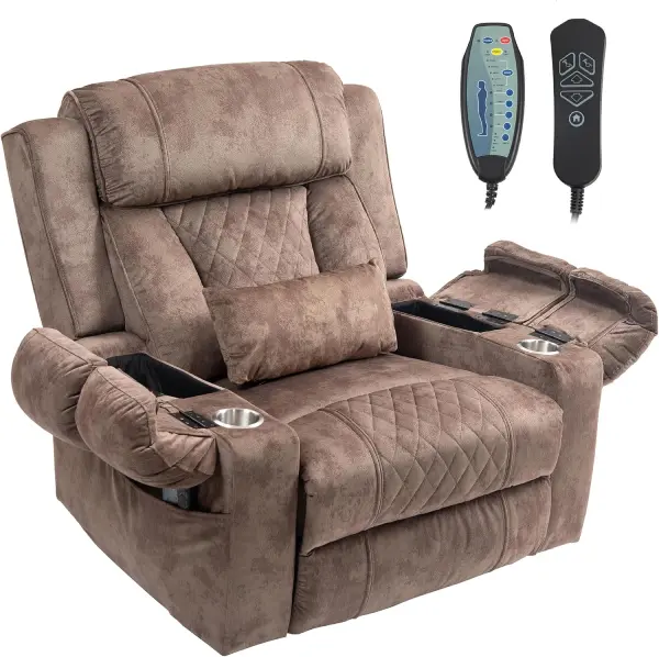 FUNECORP Flat Lift Oversized Recliner with Heat and Massage