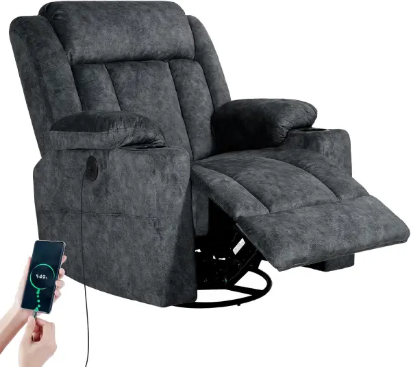 LEVELEVE Retro Rocking Recliner with Heat and Massage