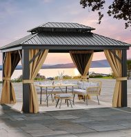 YITAHOME 12x14ft Gazebo Double Roof Hardtop Canopy